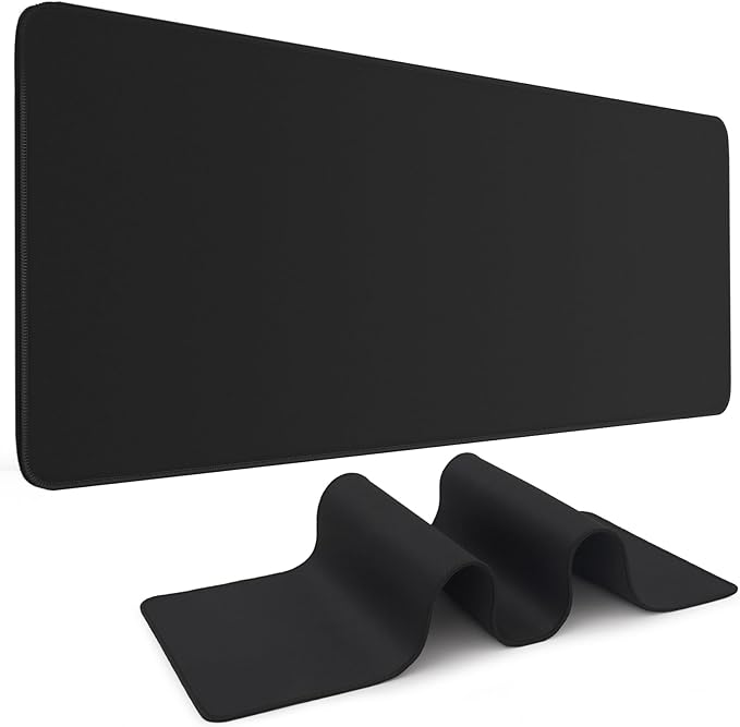 DIGSOM Black Mouse Pad Gaming Keyboard Pad 31.5 x 11.8 in Large Computer Mouse Pad with Anti-Slip Rubber Base and Stitched Edges, Extended Mouse Mat for Gaming Working