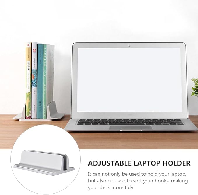 Mipcase Vertical Laptop Stand Holder 1Pc – Adjustable Width for Books & Laptops, Scratch-Resistant 3D Curved Groove for Desk Organization – for Home Office, Study Desk, Students, Remote Workers