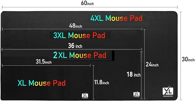 XL Mouse Pad 2XL Huge Extra Large Gaming Mousepad for Full Desk - Super Thick Nonslip Rubber Base and Waterproof Desktop Keyboard Extended Mouse Mat (Black, 2XL (36''x18''))