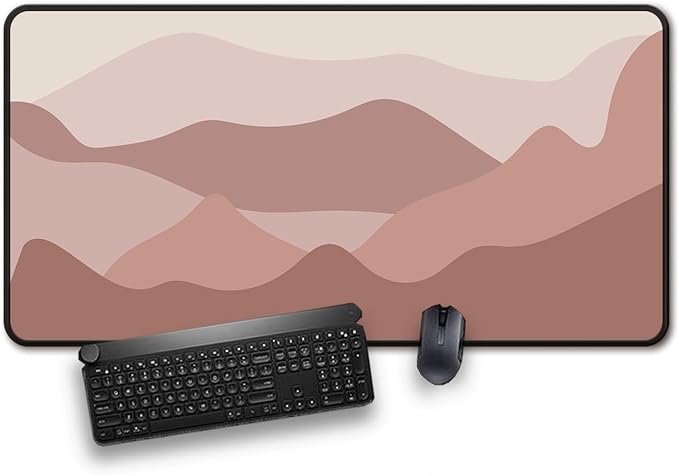 Large Gaming Desktop Pad with Mountain Landscape Design, Extended Desktop Mat for Keyboard and Mouse (Multicolor 2, 18 x 12 inches)