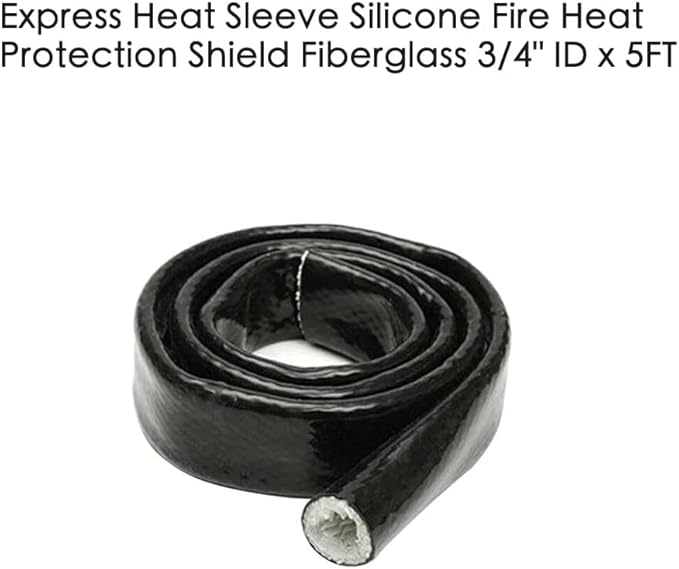 3/4"(19.05mm) ID Fire Sleeve Heat Sleeve Heat Shielded Fire Thermo Armor Silicone Coated Fiberglass for Automotive Hose Lines & Electrical Wiring,5 feet (Black)
