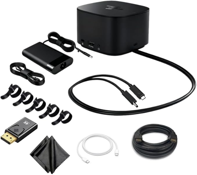HP Thunderbolt Dock 230W G2 with Combo Cable 3TR87UT 3TR87UT#ABA 3TR87UTR Docking Station and Charging Bundle w/ 230W Power Supply, HDMI Cable, USB-C Cable, 4K DisplayPort to HDMI Adapter