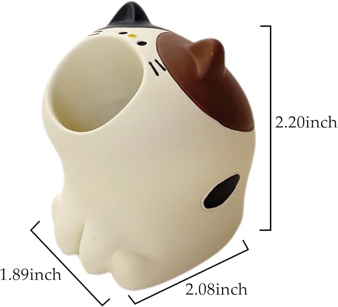 Cute Small Pen Pencil Holder, Kawaii Resin Cat Dog Dinosaur Rabbit Animal Paper Clip Toothbrush Mini Storage Organizer Office Desk Decorations