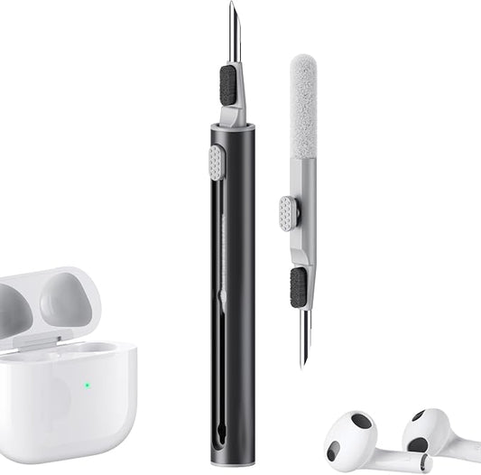 Hyashee Cleaner Kit for Airpods Pro 1 2 3 Multi-Function Cleaning Pen with Soft Brush Flocking Sponge for Bluetooth Earphones Case Cleaning Tools Black