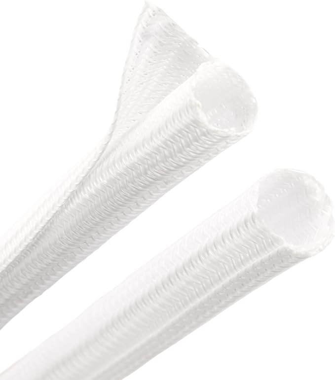 10ft PET Braided Cable Sleeve 3/4 inch(19mm) Wire Protector Cable wrap Wire Covers for Cords Cable Sleeves Cord Management Cable Management Sleeve(White)