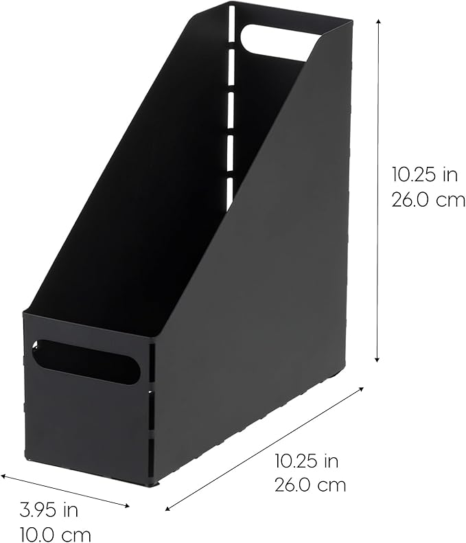 IRIS USA Magazine Holder, Compact File Storage Mini File Organizer for Desk and Home Office, Personal File Organizer for Papers and Magazines, Space-Saving Storage Set 6 Pack, Black