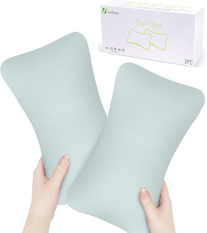 vocheer Small Pillows for Sleeping, 11"x7" Mini Pillow for Travel, Tiny Pillow for Neck, Lumbar, Knee, Wrist, Pets, Cotton Small Back Pillows for Travel, Bed, Office, Machine Washable, Sage-2pc