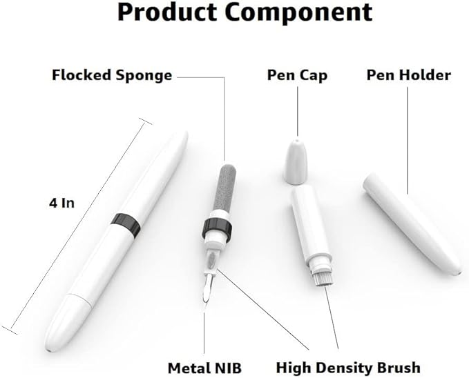 Dual-Brush Earbud Cleaning Pen | 4-in-1 Pro Kit for Precision & Durability, Tool Compatible with Airpods, Galaxy Buds, All Wireless Headsets -Black