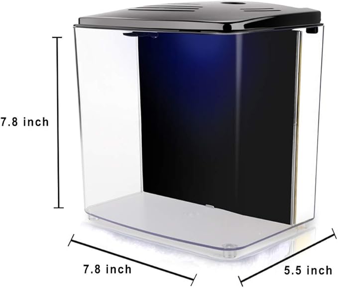 FREESEA 1.4 Gallon Betta Aquarium Starter Kits Square Fish Tank with LED Light and Filter Pump