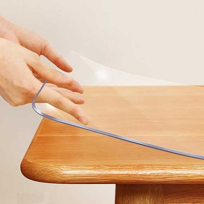 Rectanglar 27.6x78.8 in Clear Plastic Table Protector Desk Cover Chair Mat Thicken Transparent Desk Pad Mat Table Cover Protector Table Pad Tablecloth for Coffee Table Writing Desk Topper Waterproof