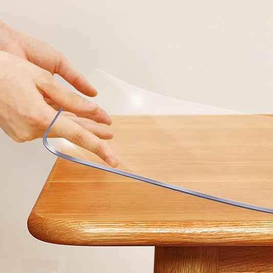 1.5mm Thick 26x50 Inch Clear Desk Cover Protector Crystal Table Pad Clear Plastic Tablecloth Protector for Dining Room Table Writing Desk Sofa Coffee Kitchen Table Rectangular Waterproof Heavy Duty