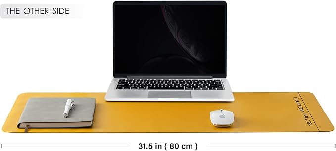 HOMIEAZICOZI Dual Sided Leather Desk Mat - Waterproof Pad for Office and Home Organization Accessories Ideal Large Mouse Mats on Top of Desks(Red+Yellow,31.5''x 15.7'')