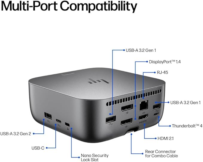 HP 100W G6 Thunderbolt 4 Dock Port Replicator Bundle with DKZ Hub 9X472UT#ABA (Universal Thunderbolt/USB-C Docking Station, Data Transfers to Any Brand Laptop, Single Cable for Charging) 2 Pack