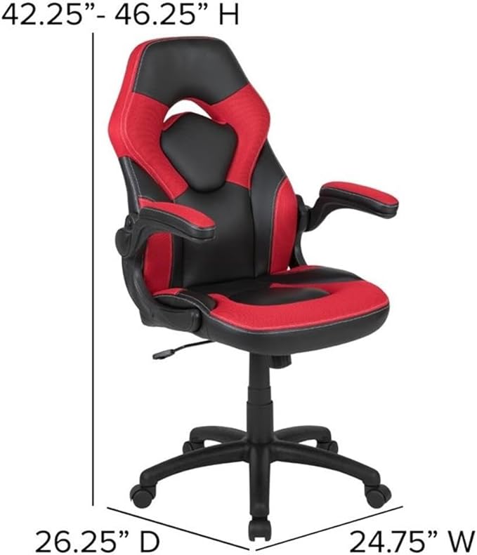 BOWERY HILL 2 Piece Gaming Desk Set with Monitor Stand, Black and Red, 51.5" W Desk and Adjustable Gaming Chair, Cable Management, Cup Holder, Headset Hook, Ergonomic Lumbar Support for Gaming Setup