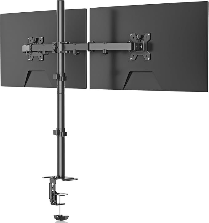 Suptek Dual Monitor Desk Mount, Adjustable Dual Monitor Arm for 2 Computer Screens up to 27 inch, Extra Tall 31.5" Pole Dual Monitor Stand for Desk, Holds up to 22 lbs(MD6842)