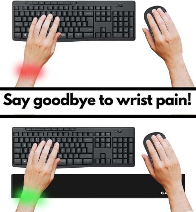 GRIFITI Slim Wrist Pad 24" x 3" x 0.25" - Ergonomic Keyboard & Mousepad Wrist Rest Support for Slim Keyboard with Mouse, Trackball or Trackpad
