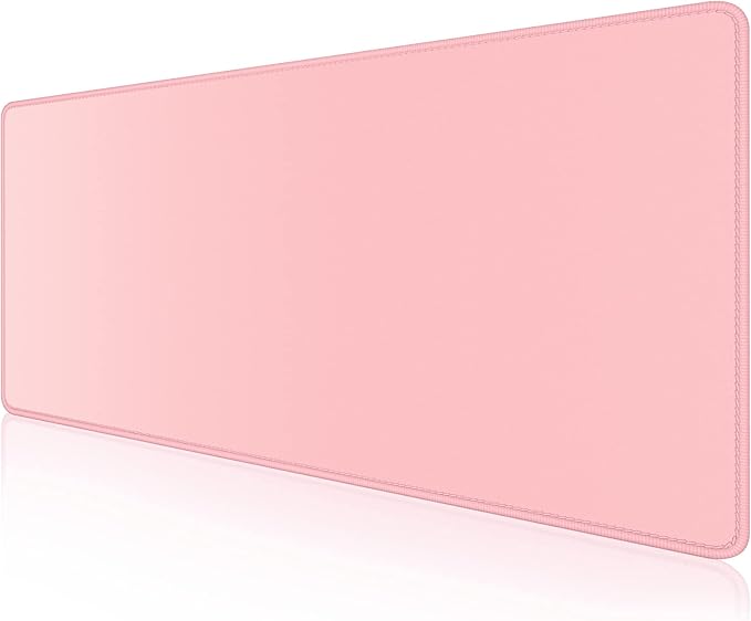 Dapesuom Large Gaming Mouse Pad, Extended Mouse Mat with Stitched Edges, Full Size Keyboard Pad with Non-Slip Base, Big XXL Computer Desk Mats for Gamer, Laptop, Office, 35.5 x 15.7in, Pink