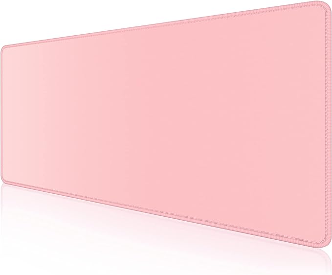 Dapesuom Large Mouse Pad, Extended Gaming Mouse Mat with Stitched Edges, Full Size Desk Mats with Non-Slip Base, Computer Big Desktop Keyboard Pad for Gamer, Laptop, Office, 23.6 x 11.8 in, Pink
