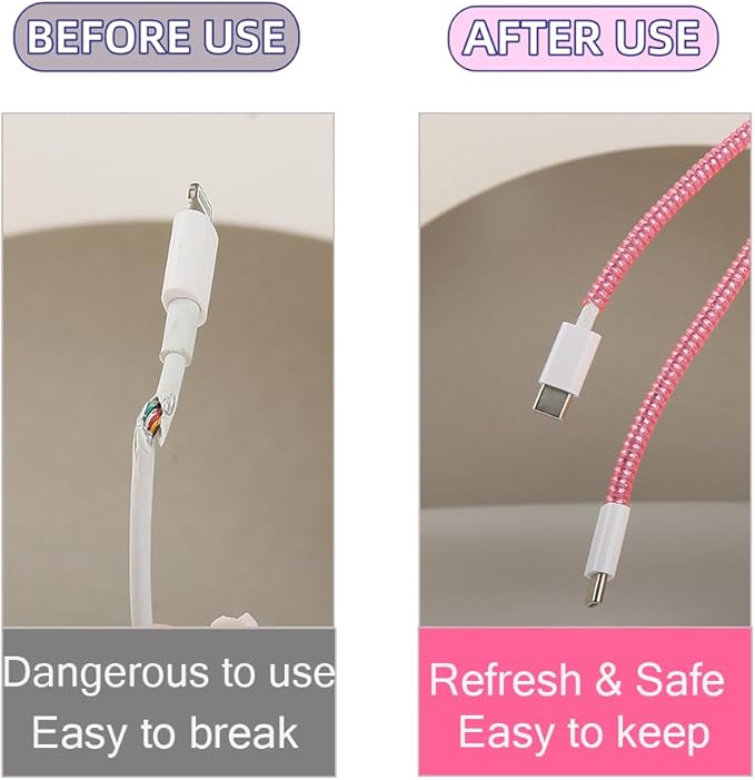 4.8M(15.75FT) Spiral Cable Protector, Multicolor Suitable for Most Phone/Pad/Laptop USB Wire Cord Savers Protection Cover Anti-Break Wrap Charger Data Line Cables Sleeves, Laser Rose