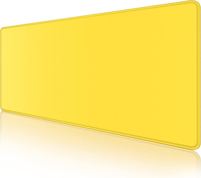 Dapesuom Large Gaming Mouse Pad, Extended Mouse Mat with Stitched Edges, Full Size Keyboard Pad with Non-Slip Base, Big XXL Computer Desk Mats for Gamer, Laptop, Office, 31.5 x 15.7in, Yellow