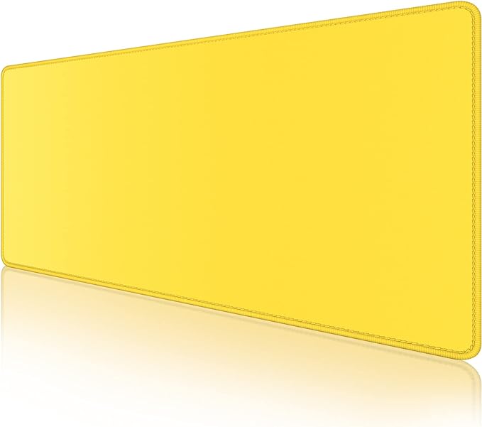 Dapesuom Large Mouse Pad, Extended Gaming Mouse Mat with Stitched Edges, Full Size Desk Mats with Non-Slip Base, Computer Big Desktop Keyboard Pad for Gamer, Laptop, Office, 23.6 x 11.8 in, Yellow