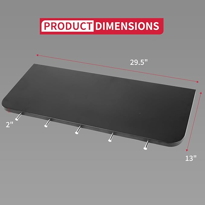 Utheer Folding Front Shelf for Pit Boss Austin XL 1000 Onyx & Savannah 1500, 29.5" Heavy-Duty Grill Prep Table with 5 Hooks, Space-Saving Steel Front Shelf