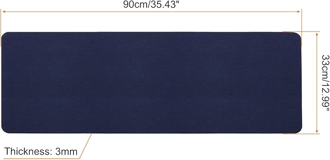 PATIKIL 35"x13" Desk Mat Protector, Felt Dual Side Mouse Pad Writing Mat for Office Home, Blue
