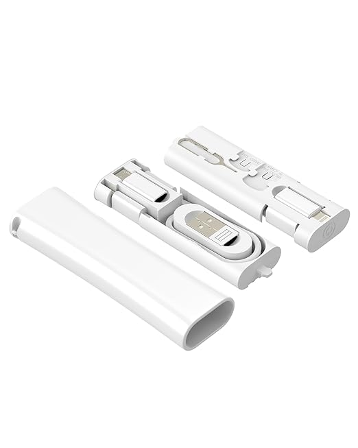 60W USB C 27W Lightning Fast Charging Cable Travel Cord Adapter Kit Storage Box(5in1)for iPhone 16 15 14 13 Micro USB Charger Portable Power Multiport HUB Data Transfer External SIM Micro SD Card Slot