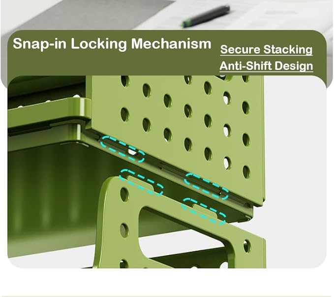 Stackable Desk Organizer, Desktop File Organizers, Tool-Free Assembly Organizer, Stationery, Office Organization(1 Large Black & 2 Small Green).