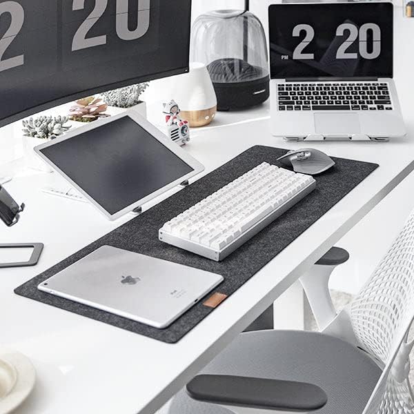 Desky Felt Desk Pad – Small 11 x 8.6 Inch, Wool Felt Desk Mat with Anti-Slip Base – Light Grey – Keyboard & Mouse Surface for Office, Home, or Laptop Use