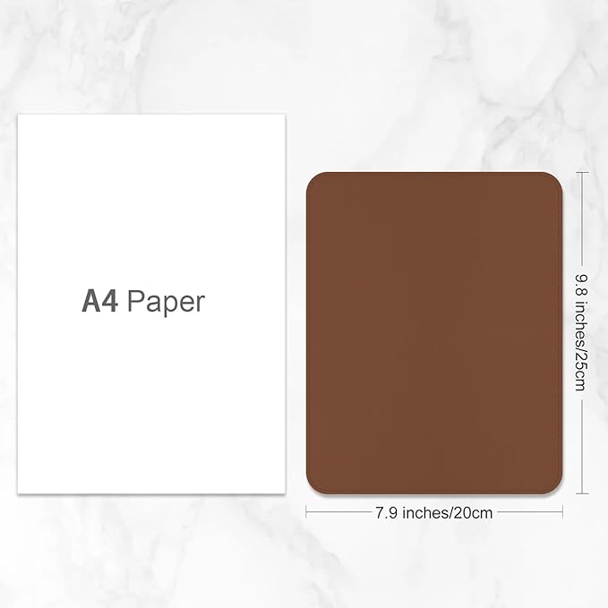 Leather Mouse Pad, Office Mouse Mat Non-Slip Rubber Base Stitched Edge Washable Waterproof Rectangular Mousepad for Office Gaming PC Laptop, 9.8" x 7.9", Bright Brown