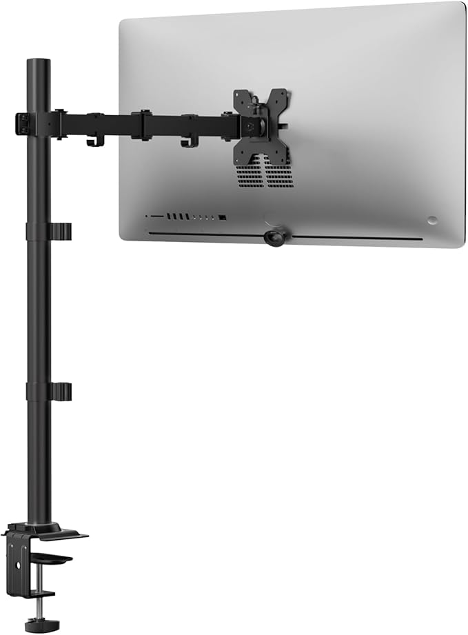 WALI Monitor Arm Mount for Desk, Single Extra Tall Computer Desk Mount, Monitor Bracket Mount Stand Single, up to 32 inch, 22 lbs (M001XL), Black