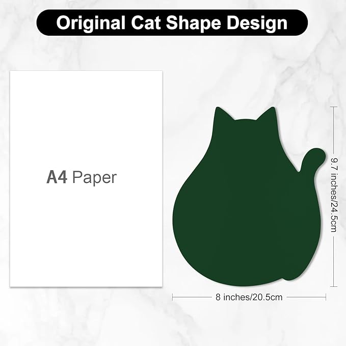 Funny Leather Mouse Pad Cute Cat Shape Office Desk Accessories Decor for Women Small Mousepad with Non-Slip Rubber Base Washable Waterproof, 9.7" x 8", Dark Green