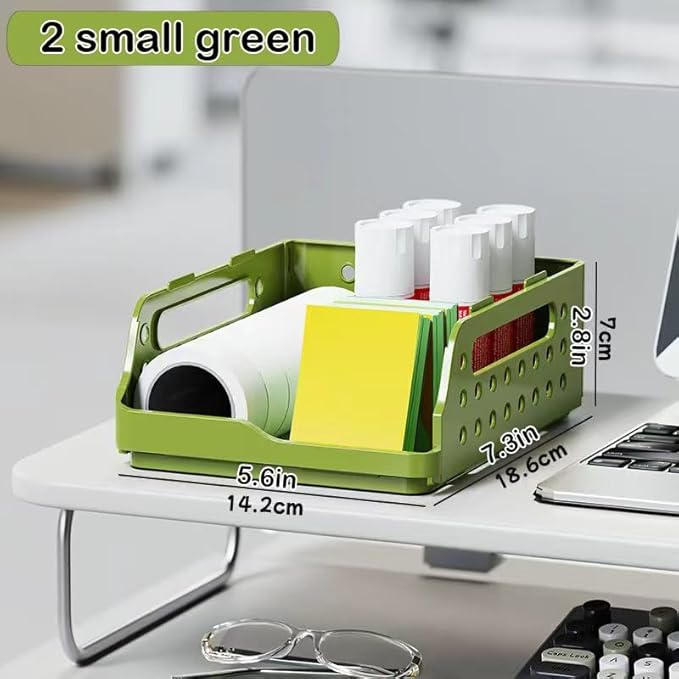 Stackable Desk Organizer, Desktop File Organizers, Tool-Free Assembly Organizer, Stationery, Office Organization(1 Large Black & 2 Small Green).