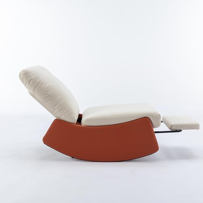LUMISOL Comfy Rocking Recliner Chair for Adults, Nursery Glider Chair with Foot Rest, Upholstered Accent Reading Chair Rocker Chair with High Back for Living Room, Orange