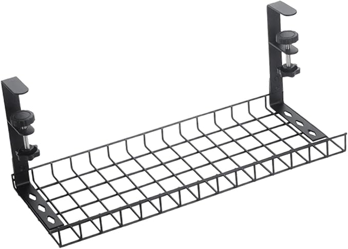 Wire Management Tray Adjustable Cable Tray No Drill Open Slots Cable Raceway Tidy Wire Organiser for Kitchen Internet Cafe