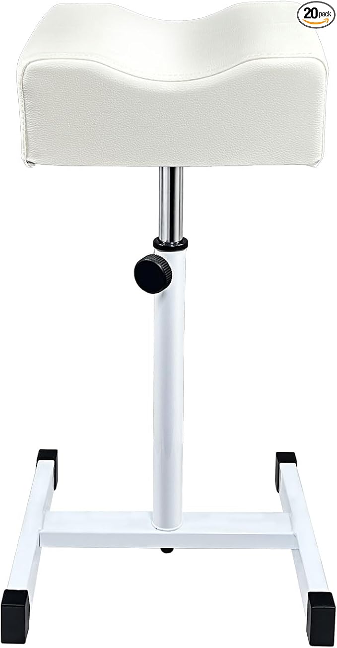 Pedicure Foot Rest,Height Adjustable Pedicure Chair,Non-Slip Pedicure Stool for Massage Office or Home (White)