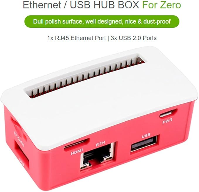 Ethernet/USB HUB HAT Board with ABS Case for Raspberry Pi Zero 2 W/Zero 2WH, with 3X USB Ports, Compatible with USB 2.0/1.1 and 1x RJ45 Ethernet Port 10/100M Auto-Negotiation
