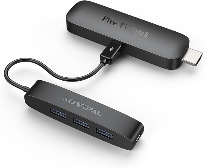 3-Port Micro USB OTG Hub Adapter (3 USB Ports + Power Port) for Fire Stick 4K, PlayStation Classic, Raspberry Pi Zero, Sega Genesis Mini, S/NES Classic Mini and More - Black