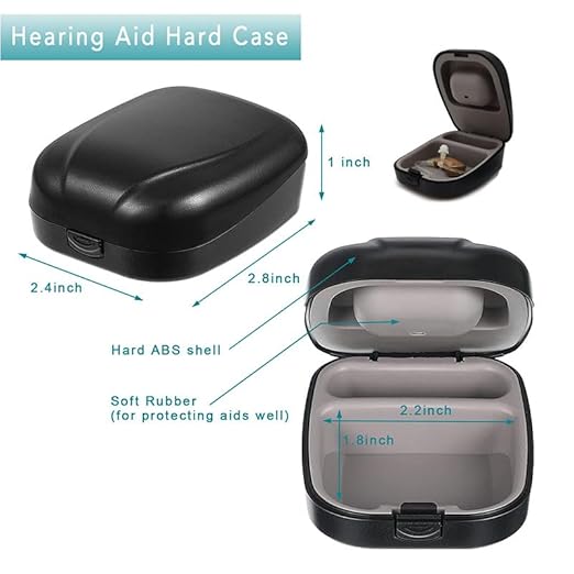Hearing Aid Hard Case Pocket Size with Cleaning Cloth Brush Tools for Sound Amplifier(Black)