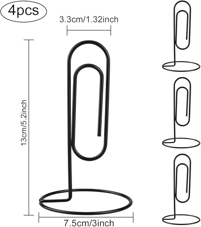 Table Number Holders, 4Pcs Jumbo Desk Paper Clip Table Place Card Holder Office Stand Memo Holders Desktop Memo Holder Picture Holder Office Accessory to Hold Bills Letters Reminders and Notes