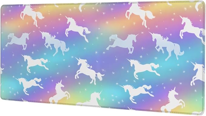 Large Mouse Pad Rainbow Galaxy Unicorn Non-Slip Rubber Long Gaming Desk Mat Big Computer Keyboard Mousepad Waterproof Protector Wristing Pad for Gaming Office Home Decorative 31.5 X 11.8 Inch