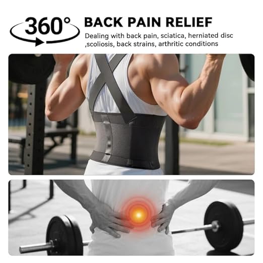 Work Back Brace for Men & Women, Adjustable Lower Back Support Belt for Sciatica, Herniated Disc, Pain Relief, Moving Construction Warehouse Heavy Lifting Safety & Protection (Black, Large)