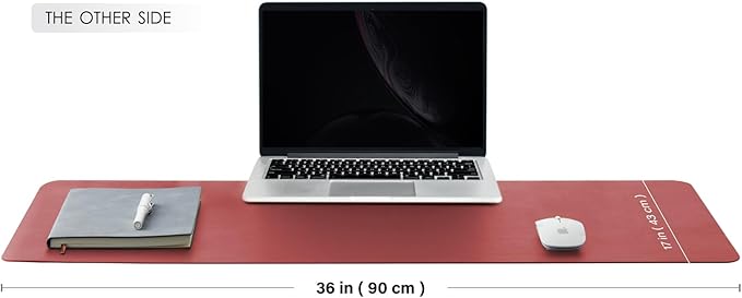 Dual Sided Leather Desk Mat - Waterproof Desk Pad for Office and Home - Desk Organization and Accessories - Ideal for Large Mouse Pad and Desk Mats on Top of Desks(Black+Red,36"x 17")