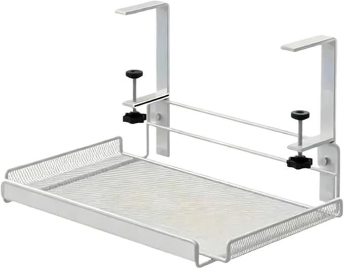 1PCS Under Desk Cable Management Tray No Drill Steel Organizers Wire Rack Shelf(Large white)