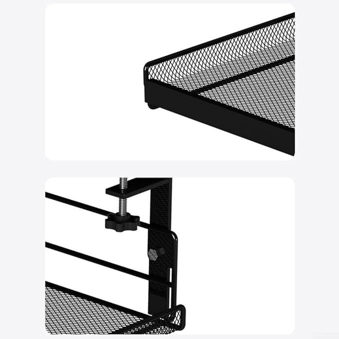 Cable Management Under Desk, Under Desk Cable Management Tray, No Drill Steel Desk Cable Organizers, Wire Management Tray Cable Management Rack 36.5 * 20 * 17.5cm (Black-L)