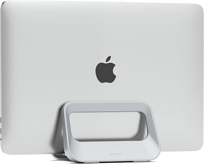 Vertical Laptop Stand for Desk,Plastics Laptop Holder Dock with Silicone Protection,Compatible with All MacBook/Surface/Samsung/HP/Dell/Chrome Book (Gray)