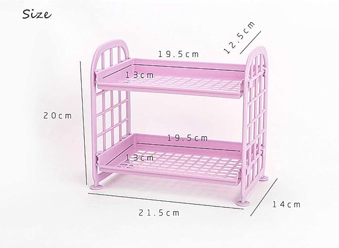 UnnFiko 2-Layers Table Shelf Organizer, Adjustable Plastic Storage Rack Shelf Square Basket Desk Stand Table Storage Organizer Shelves (Deep Purple)