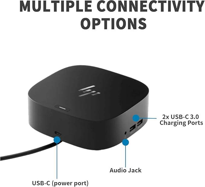 HP Docking Station for Laptop Dual Monitor,HP USB-C G5 Dock with 120W AC Adapter,Bundle with USB-C/HDMI/DP Cables (Renewed)