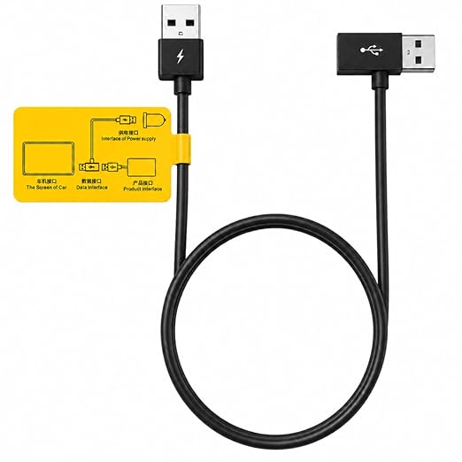 EcoZen USB-A Power/Data Y Cable for Wireless CarPlay Adapter and Android Auto Adapter, Auxiliary Power Supply Cable with Data Pass-Through, 80cm Black USB Y Adapter for Android AI Box